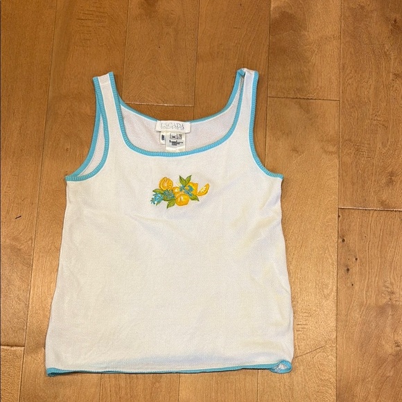 Escada Margaretha Ley white lemons tank top sz 34 or S - Picture 1 of 4
